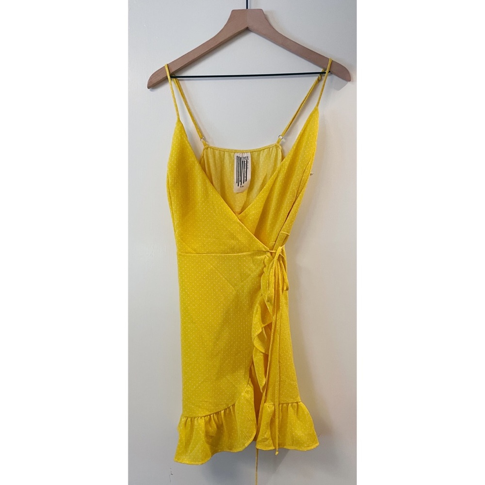 Free People Bright Yellow Mini Wrap Dress